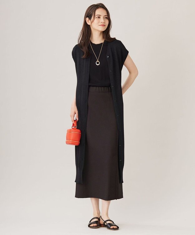 自由区 S 【セットアップ対応・接触冷感・UVカット・洗える】ライトバスケットクロス スカート ダークブラウン