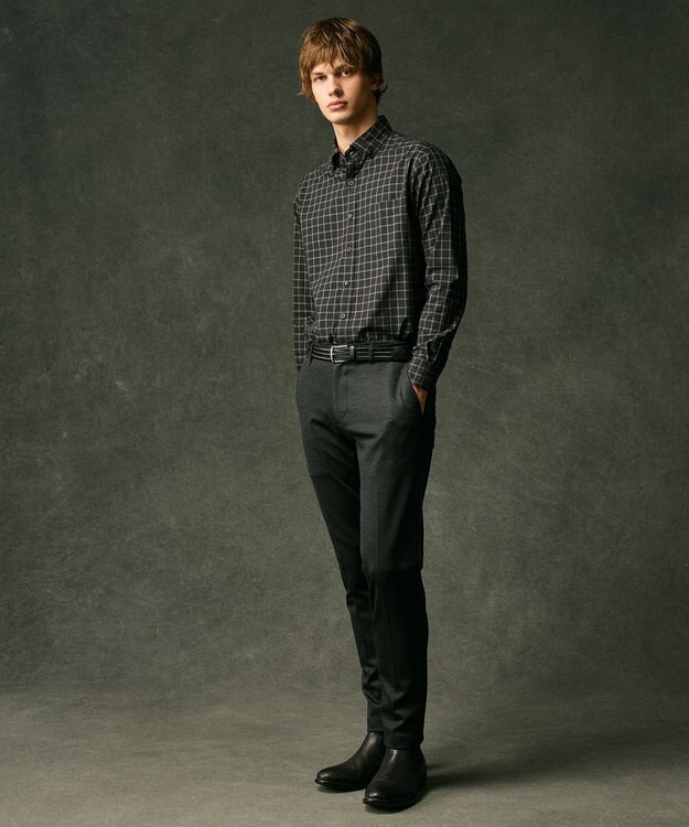 JOSEPH ABBOUD 【綿100％】ファインカウントシャンブレーチェックシャツ ブラック系4