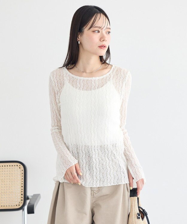 earth music&ecology レースプルオーバー Ivory