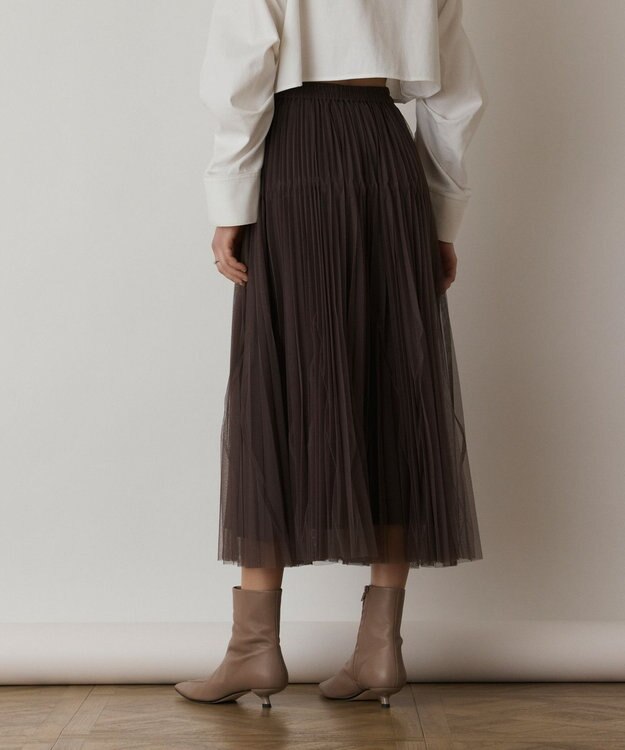 GRACE CONTINENTAL チュールマチプリーツスカート ブラウン