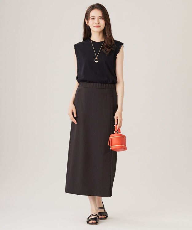 自由区 S 【セットアップ対応・接触冷感・UVカット・洗える】ライトバスケットクロス スカート ダークブラウン