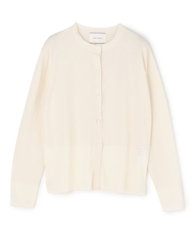 BEIGE， JULIE / コットンシルク クルーネックカーディガン Ecru