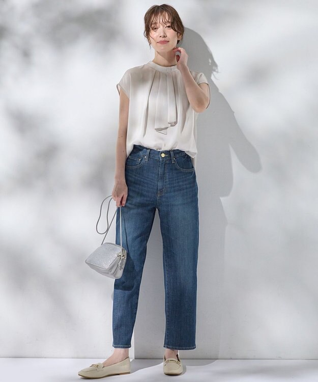 ANY ボウタイブラウス グレージュ（無地）