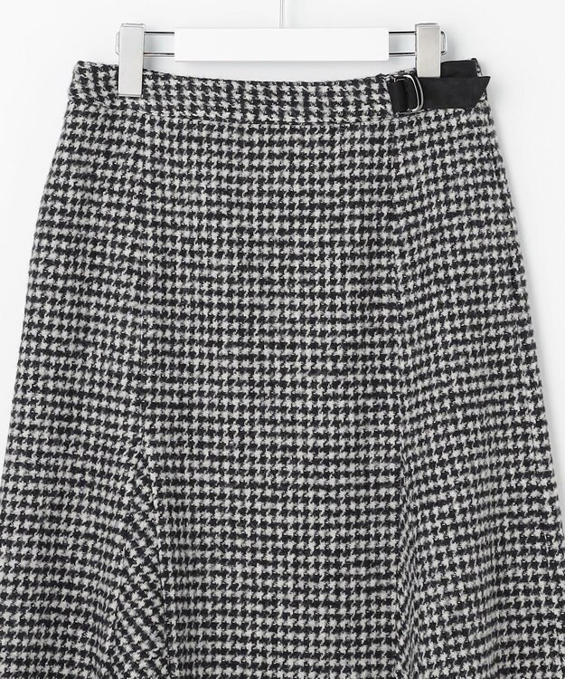 J.PRESS LADIES L ウールシルク ハウンドトゥース フレア スカート モノトーン系