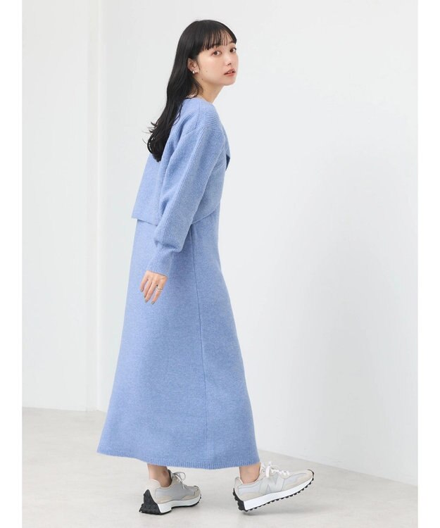 earth music&ecology Ｓｅｔ２点クロスニット＋ノースリーブニットワンピース Blue