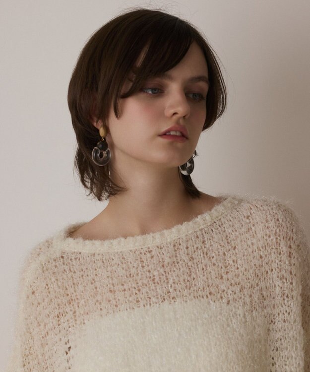 GRACE CONTINENTAL フィルムヤーンニットトップ ホワイト