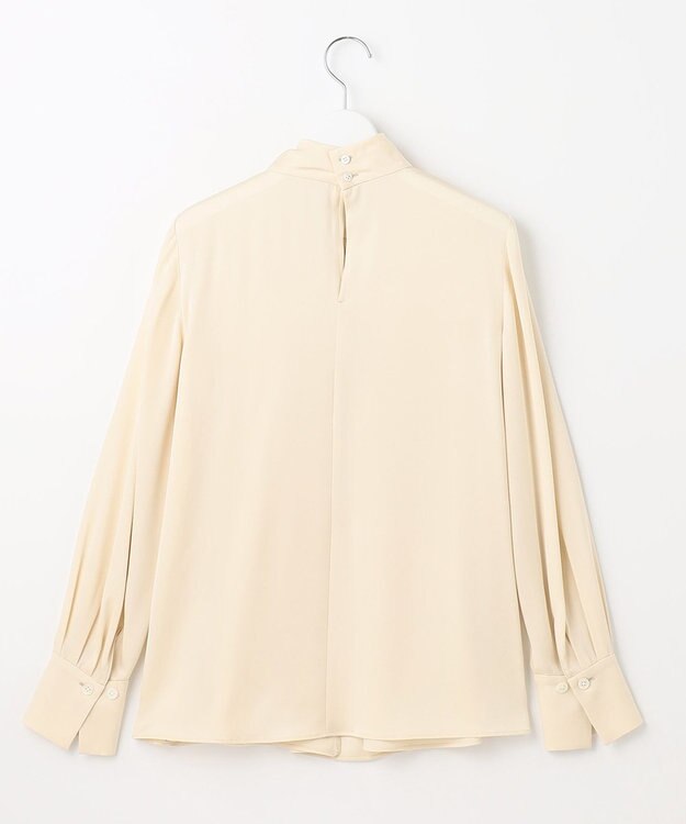 自由区 L 【洗える/UVケア/吸放湿性】シルクストレッチ ハイネックブラウス ベージュ系