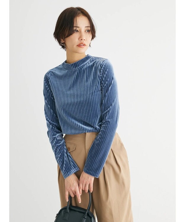 Green Parks ・ＳＵＧＡＲ　ＳＰＯＯＮ　ベロアストライプハイネック Blue