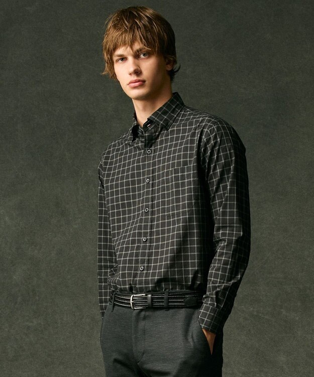 JOSEPH ABBOUD 【綿100％】ファインカウントシャンブレーチェックシャツ ブラック系4