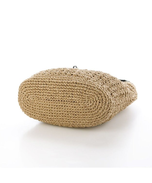 UNBILLION カシュカシュ cachecache / ドロストフリルハンドル地柄編みトート カゴバッグ ブラック