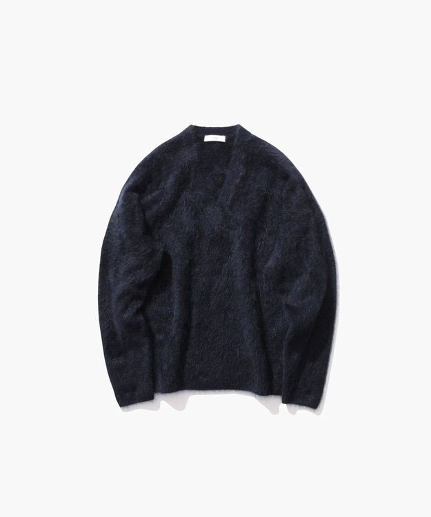 ATON ROYAL FUR CASHMERE | Vネックセーター NAVY