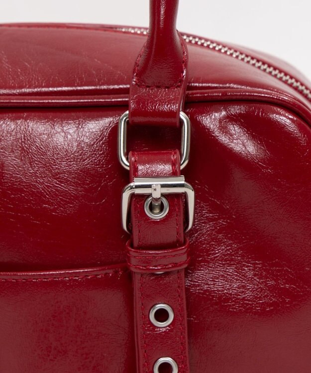 WEGO スタッズハートチャーム付きハトメボストン レッド