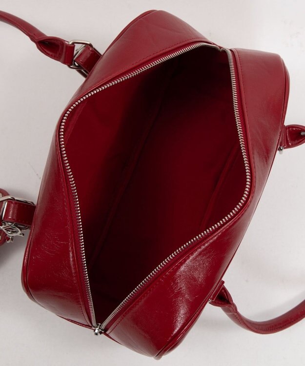 WEGO スタッズハートチャーム付きハトメボストン レッド