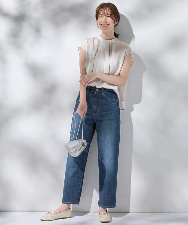 ANY ボウタイブラウス グレージュ（無地）