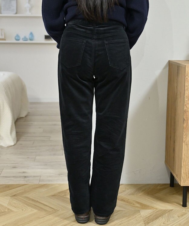 caqu レギュラーストレート 裏起毛コーデュロイパンツ black