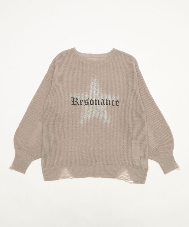 WEGO モヘアタッチスターBIGニット グレー