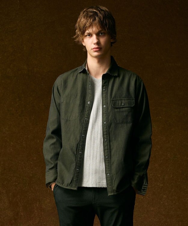 JOSEPH ABBOUD 【2WAY・25AW】リバーシブルシャツ カーキ系