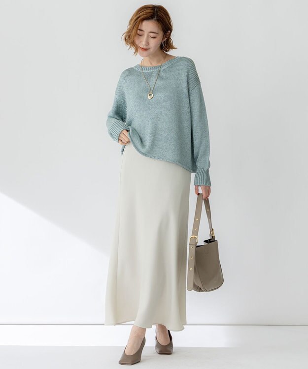 23区 【洗える】ブライトリリーヤーン クルーネック ニット ライトグリーン系