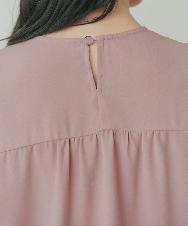 Tiaclasse L 配色パイピングボウタイブラウス ピンク