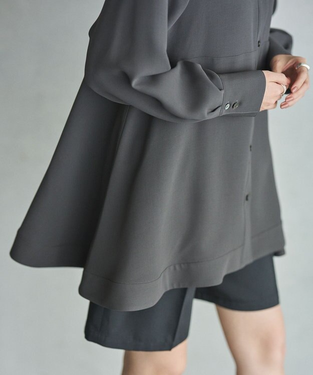 #Newans 【洗濯機可能】Aラインパネルチュニックシャツ チャコール