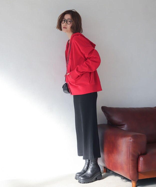 WEGO 【ユニセックス着用ITEM/MLサイズ展開】コンパクトフィットダブルZIPパーカー レッド