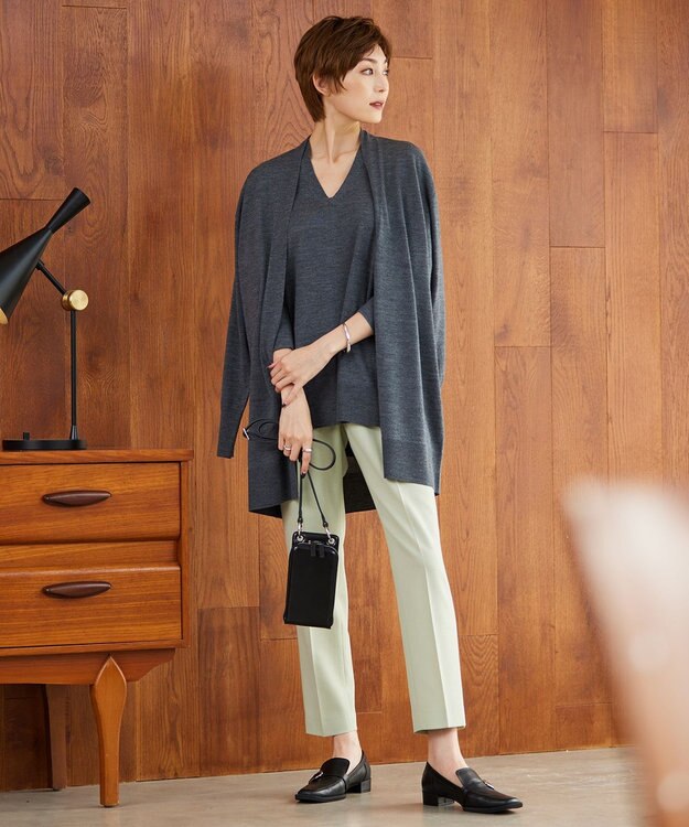 ICB 【洗える】コンパクトウール カーディガン ミディアムグレー系