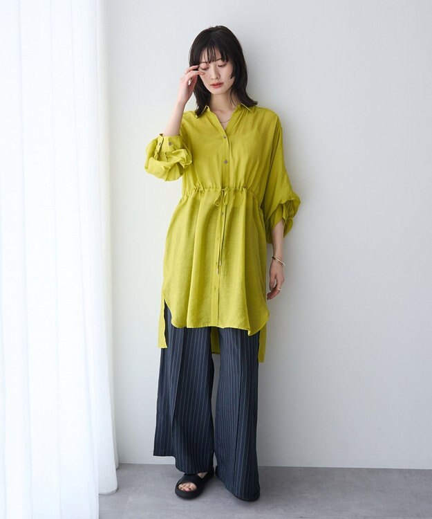 YECCA VECCA シアー2way袖バルーンチュニック Yellow