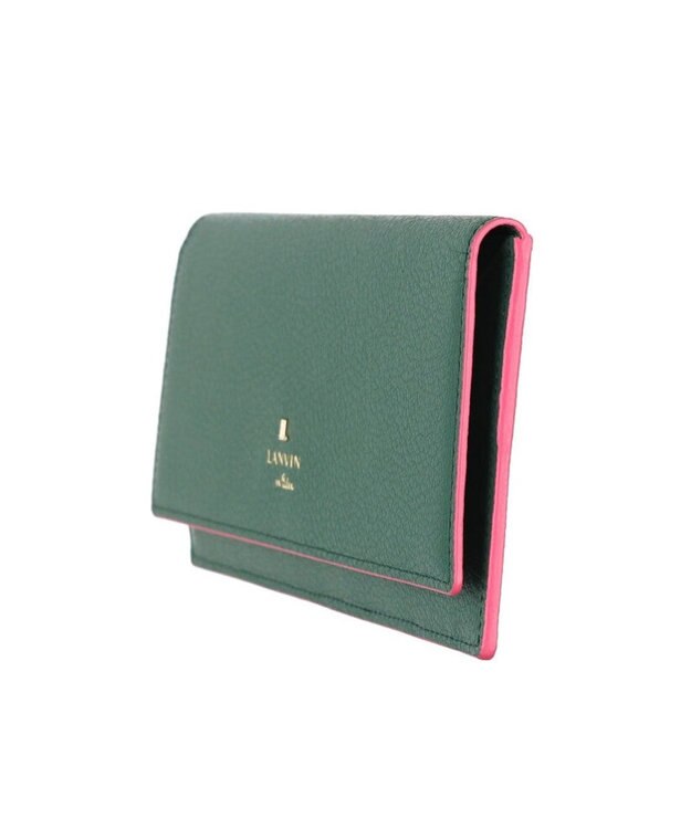 LANVIN en Bleu リム 被せ薄マチ長財布 ダークグリーン