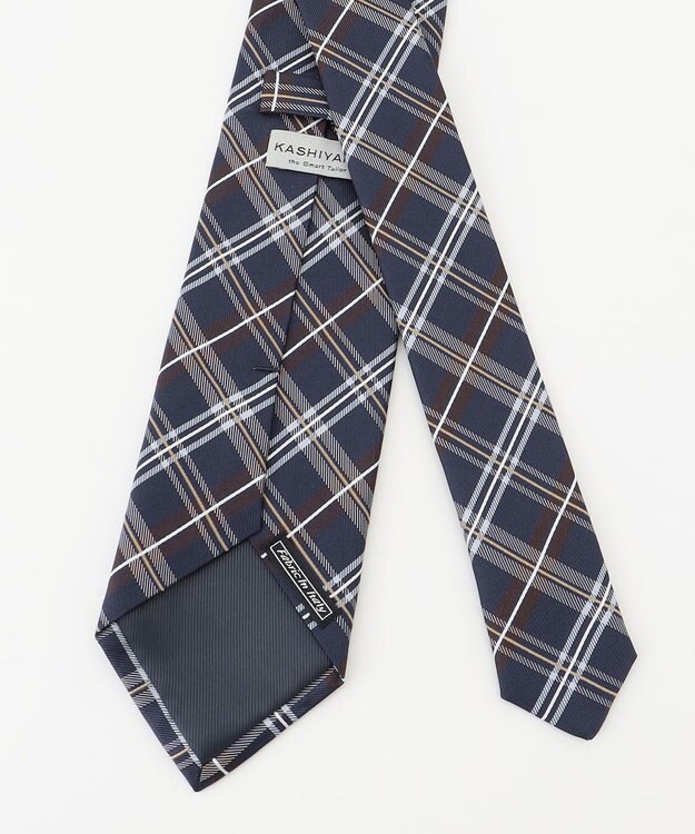 KASHIYAMA KASHIYAMAオリジナル【JAPAN MADE】チェックネクタイ ネイビー