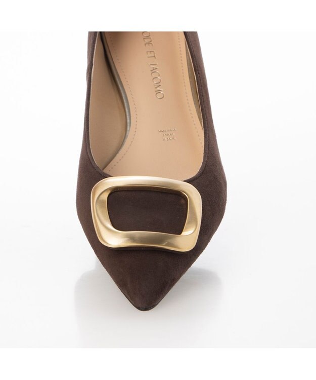 MODE ET JACOMO <MODE ET JACOMO>ポインテッドトゥバックルパンプス ダークブラウンスエード
