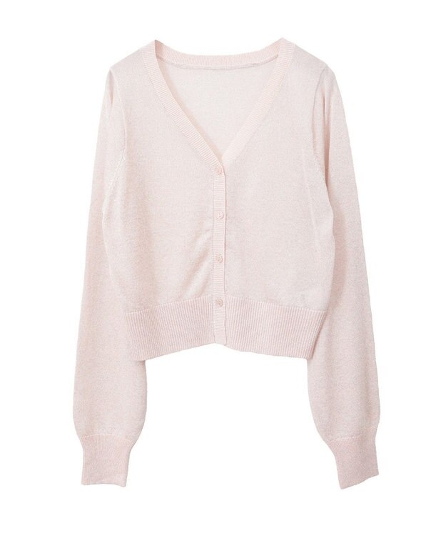 earth music&ecology シアーラメＶネックカーディガン Pink