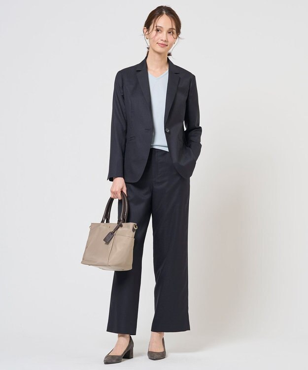 J.PRESS LADIES L OXIJEWEL ストレッチ ストレート パンツ ネイビー系