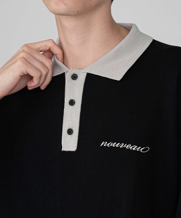 WEGO 【ユニセックス着用ITEM/MLサイズ展開】ワンポイントニットポロシャツ（SS） ブラック