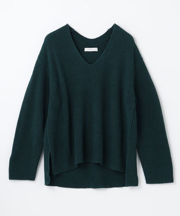 ANY ウールブレンドバルキーニット Vネック グリーン