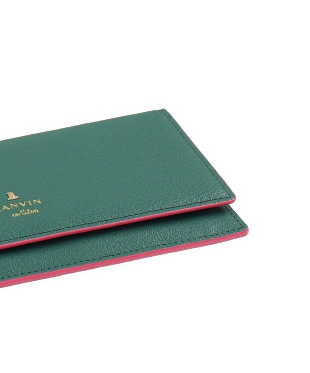 LANVIN en Bleu リム 被せ薄マチ長財布 ダークグリーン
