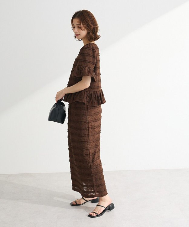 Green Parks ・ＳＵＧＡＲ　ＳＰＯＯＮ　レースフリルナロースカート Brown