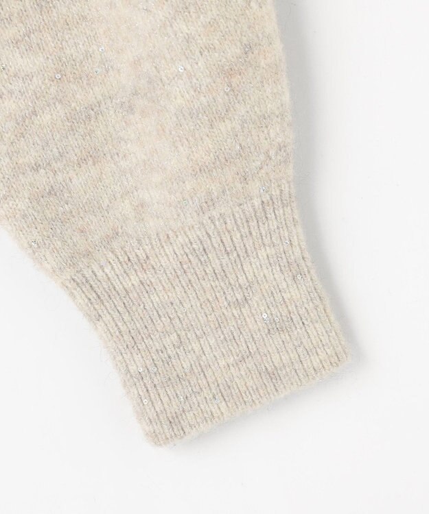 組曲 【加藤ローサさん着用 / 前後着用可】スパンコールヤーン カーディガン ライトグレー系