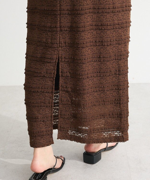 Green Parks ・ＳＵＧＡＲ　ＳＰＯＯＮ　レースフリルナロースカート Brown