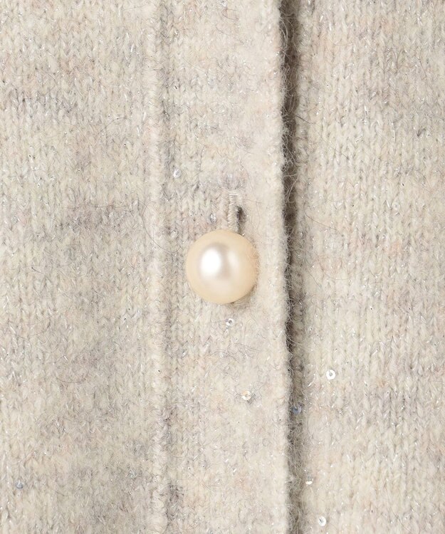 組曲 【加藤ローサさん着用 / 前後着用可】スパンコールヤーン カーディガン ライトグレー系