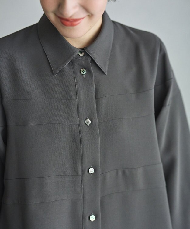 #Newans 【洗濯機可能】Aラインパネルチュニックシャツ チャコール