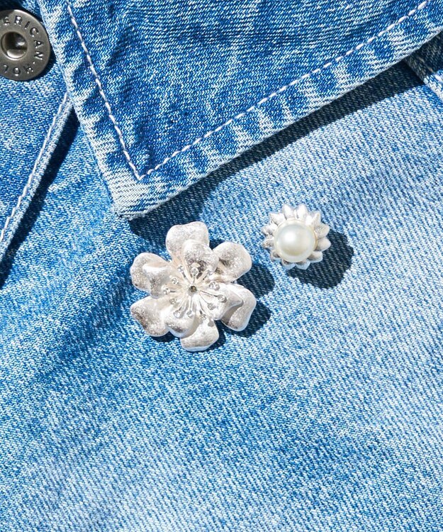 AMERICAN HOLIC ２セットフラワーブローチ Silver