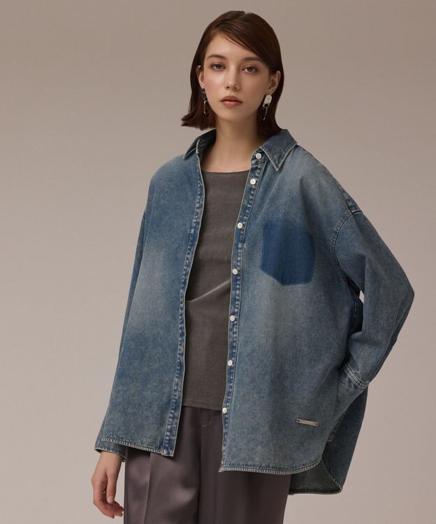 GRACE CONTINENTAL デニム2WAYシャツ ブルー