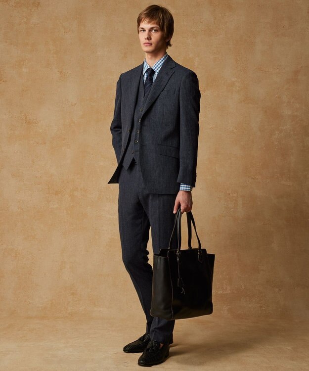 JOSEPH ABBOUD  【日本製】トーナルレジメンタル ネクタイ ネイビー系1