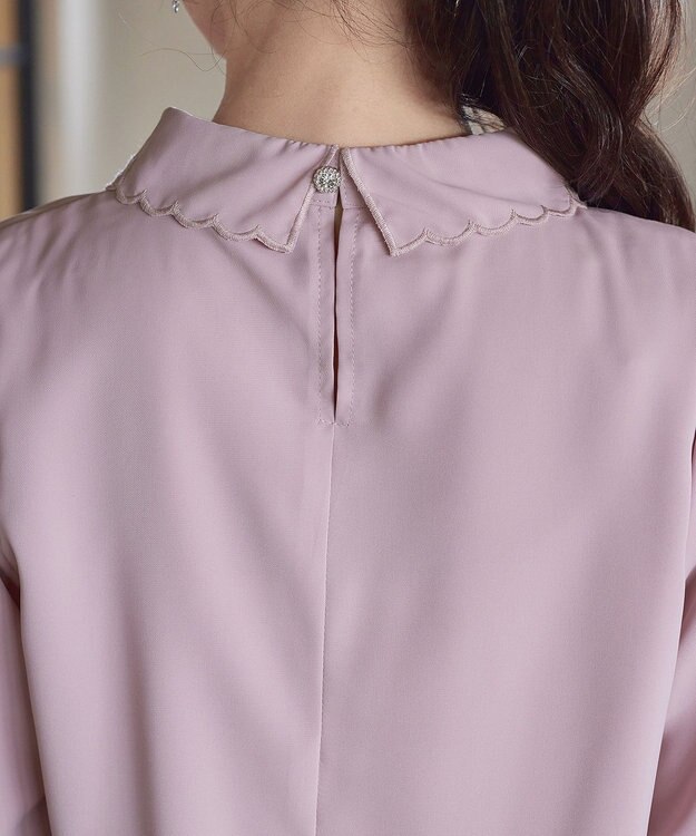 Tiaclasse L 【洗える】襟刺繍ピンタックブラウス ピンク