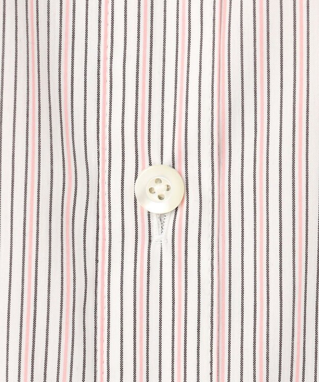 J.PRESS LADIES 【洗える】BEZコットンナイロン ストライプ シャツカラー ブラウス ピンク×ホワイトストライプ系1