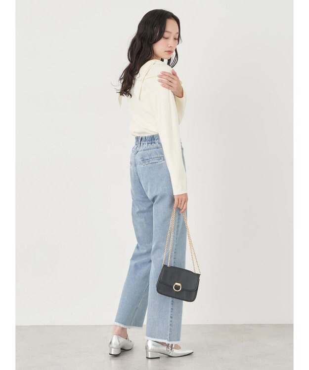 earth music&ecology 肩リボンニットプルオーバー Ivory