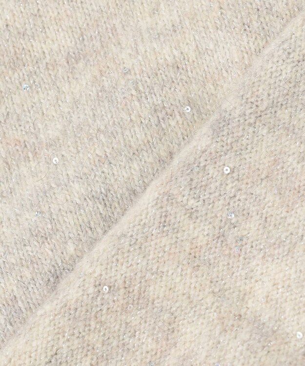 組曲 【加藤ローサさん着用 / 前後着用可】スパンコールヤーン カーディガン ライトグレー系