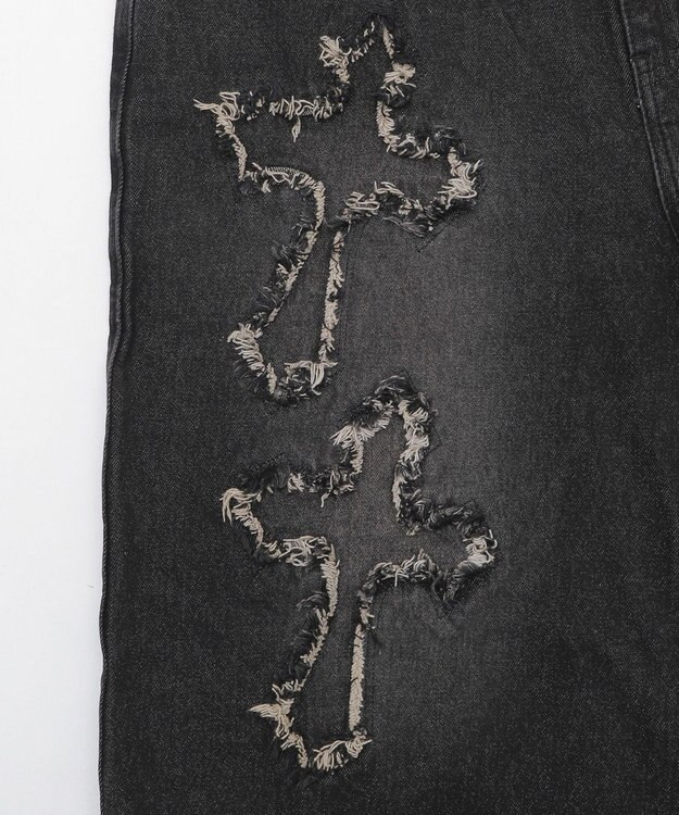 WEGO スーパーバギーフリンジデニムショーツ 柄4