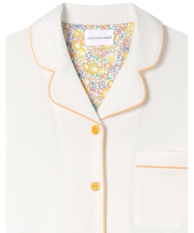 une nana cool 【綿100%】60/1 シルケットスムース 長袖開襟 MADE WITH LIBERTY FABRIC アイボリー