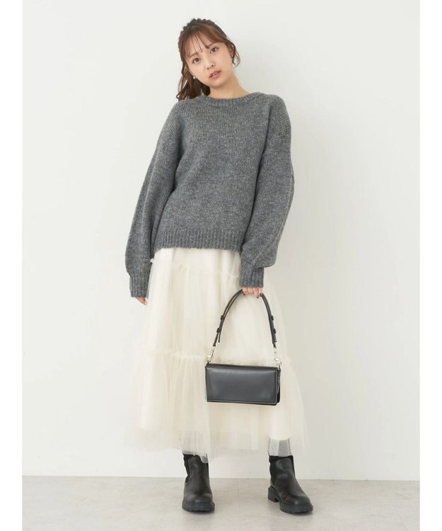 earth music&ecology ファンシーヤーンメランジプルオーバー Dark Gray Mixture